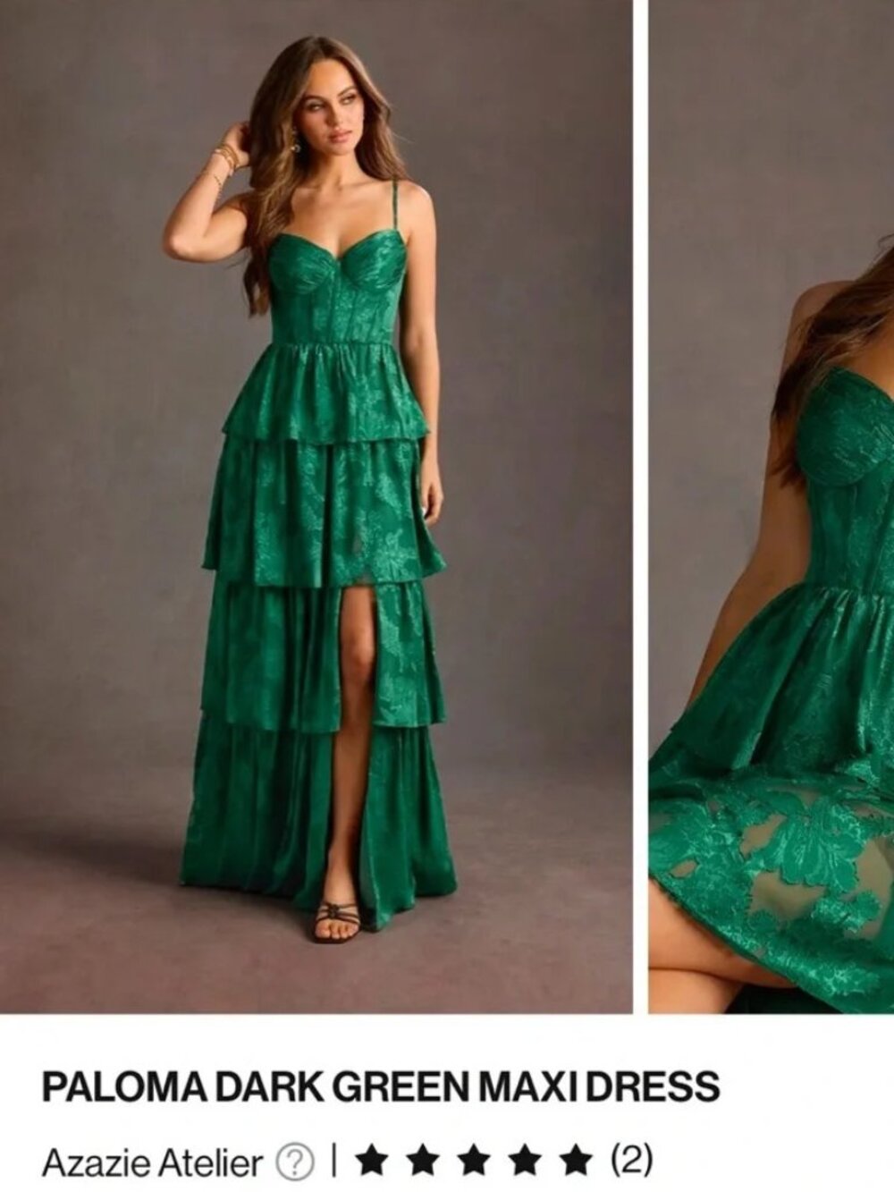AZAZIE PALOMA DARK GREEN MAXI DRESS